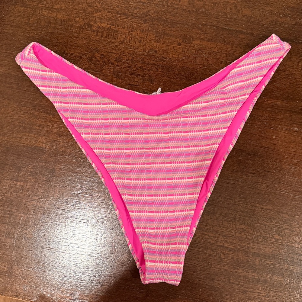 L*Space Pink and Purple Striped Bikini Bottom